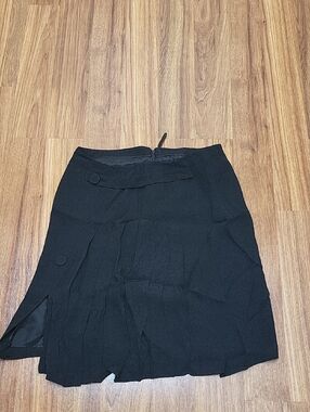 Prada Black Pleated Mini Skirt with Button Accent